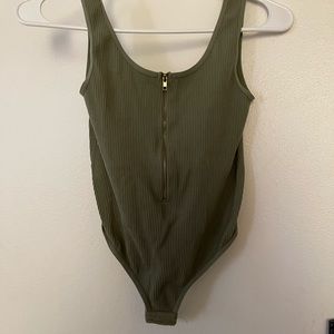 Olive green stretch bodysuit Sz S/M
